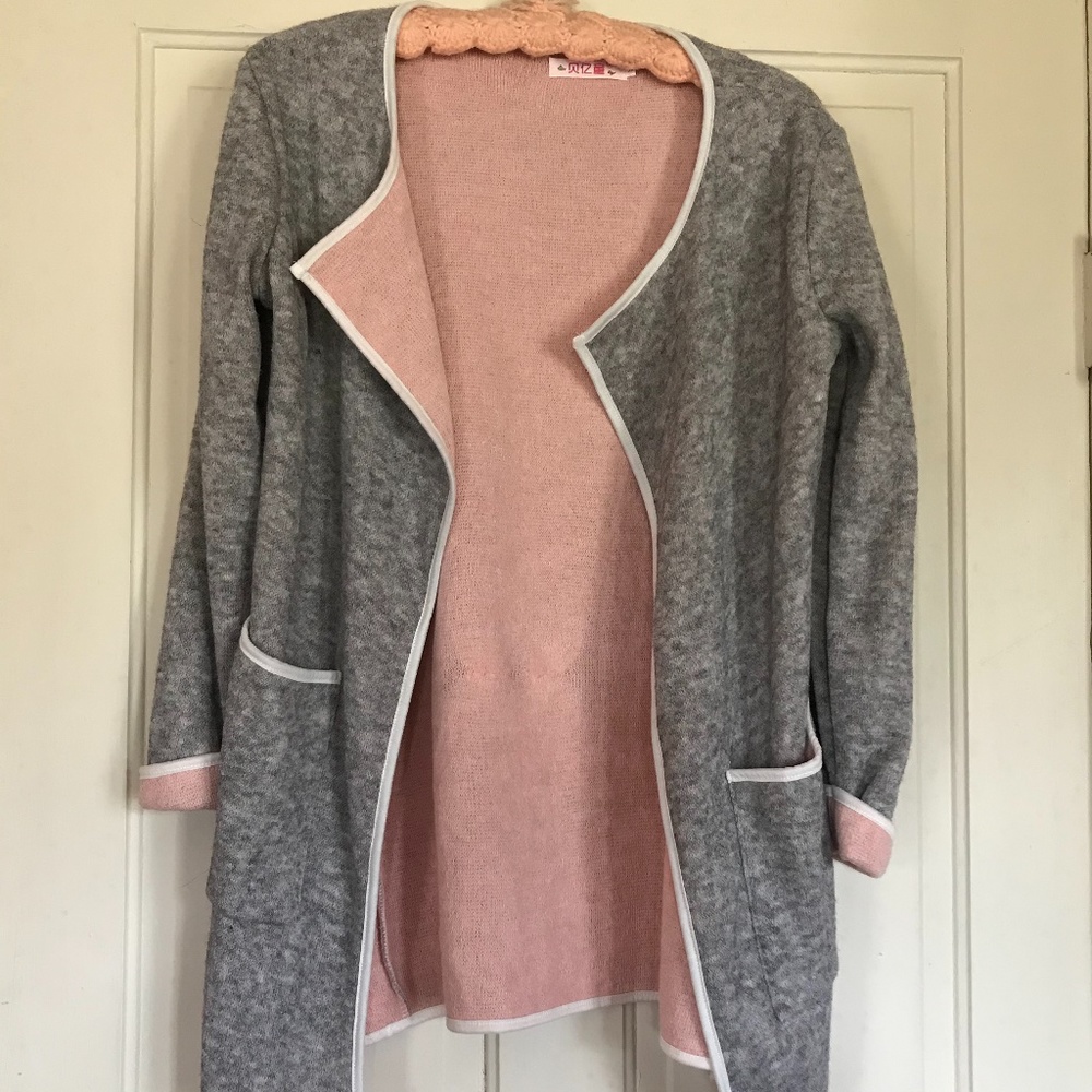 Gray and pink cardigan